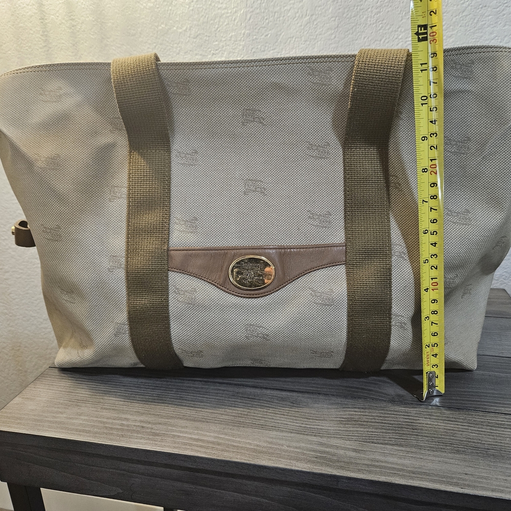 "Burberrys" Beige Tote Bag with Brown Straps